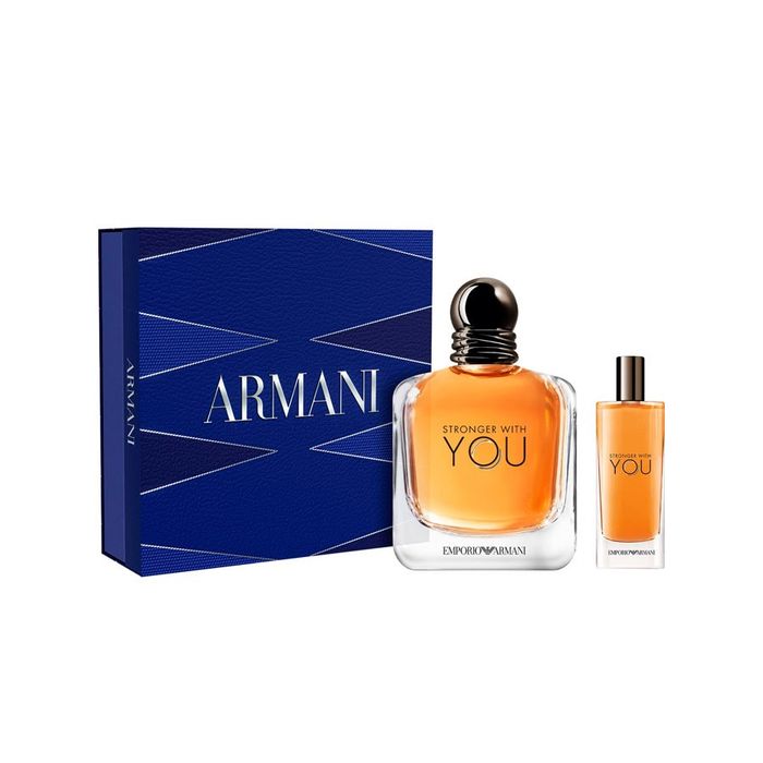 Kit Stronger With You Armani Eau de Toilette Perfume Masculino - 100ml + Travel Spray 15ml