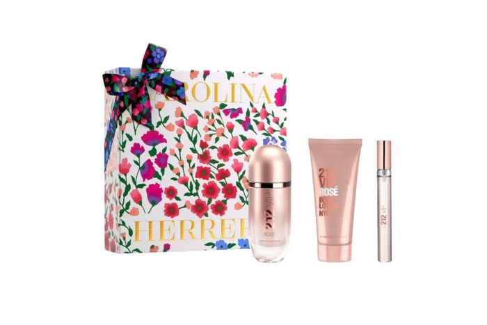 Kit 212 Vip Rosé Carolina Herrera Perfume Feminino Eau de Parfum 80ml + Body Lotion 100ml + Travel Size 10ml