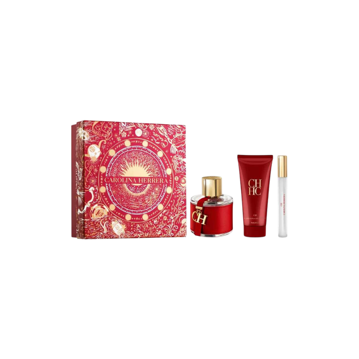 Kit CH Carolina Herrera Eau de Toilette Perfume Feminino 100ml + Loção Corporal 100ml+ Tamanho viagem 10ml
