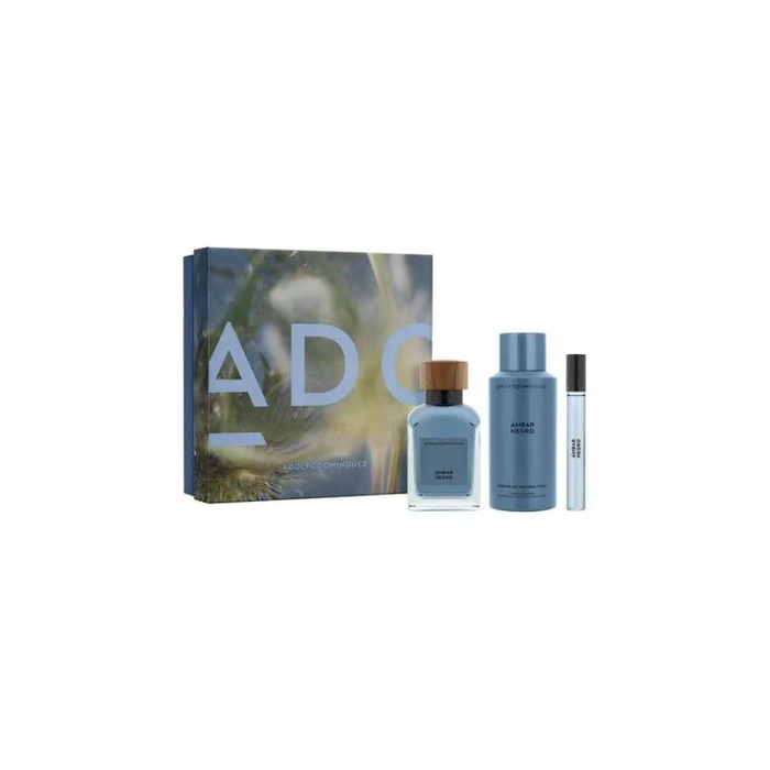 Kit Ámbar Negro Adolfo Domínguez Eau de Parfum Perfume Masculino - 120ml + Deo 150ml + Eau de Parfum 10ml