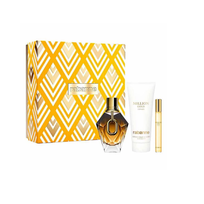 Kit Million Gold For Her Rabanne Eau de Parfum Perfume Feminino - 90ml + Body Lotion 100ml + Miniatura