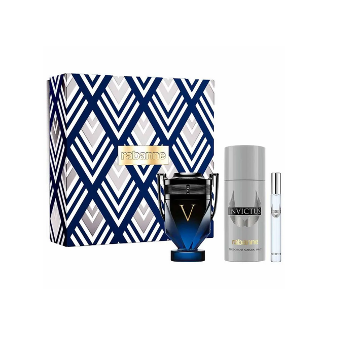 Kit Invictus Victory Elixir Rabanne Eau de Parfum Perfume Masculino - 100ml + Desodorante 150ml + Miniatura 10ml