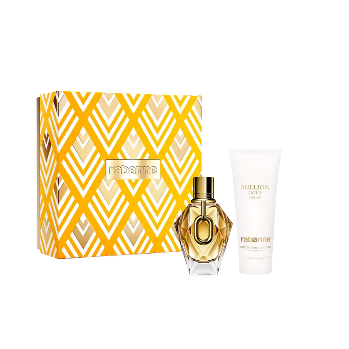 Kit Million Gold For Her Rabanne Eau de Parfum Perfume Feminino - 90ml + Body Lotion 100ml