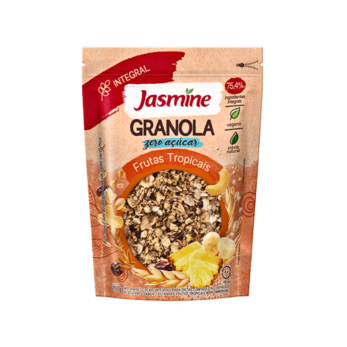 GRANOLA ZERO AÇUCAR FRUTAS TROPICAIS JASMINE 250G