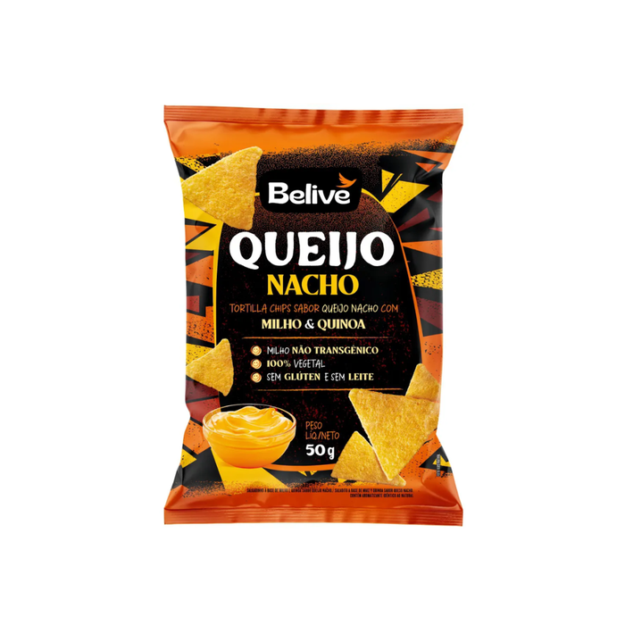 TORTILLA CHIPS QUEIJO NACHO BELIVE 50G