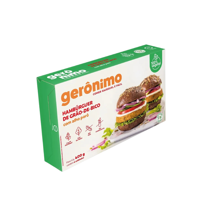 HAMBÚRGUER DE GRÃO DE BICO COM ALHO PORÓ GERÔNIMO 400G