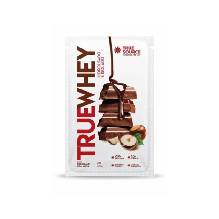 SACHÊ TRUE WHEY CHOCOLATE COM AVELÃ TRUE SOURCE 32G