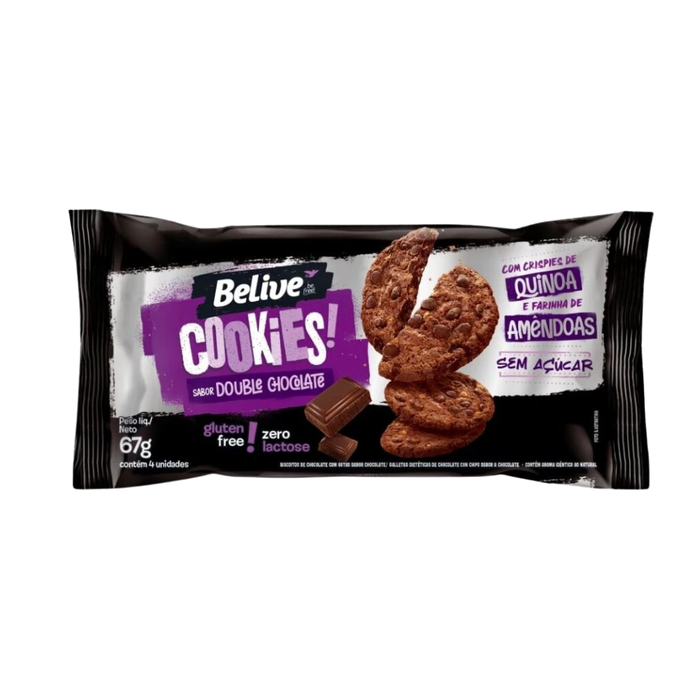 COOKIES ZERO AÇUCAR DOUBLE CHOCOLATE BELIVE 67G