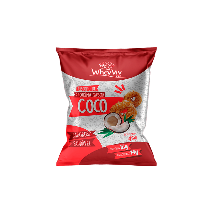 BISCOITO DE PROTEINA SABOR COCO WHEYVIV 45G