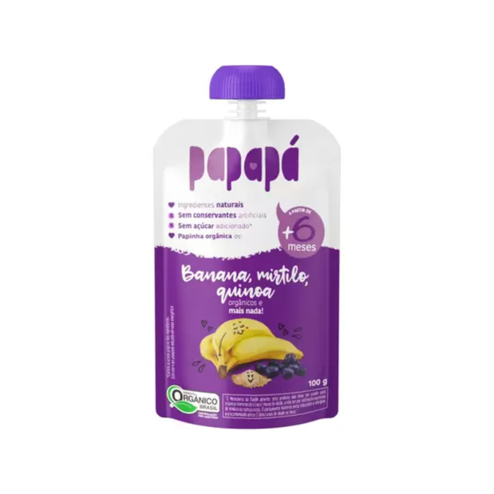 PAPINHA BANANA, MIRTILO E QUINOA ORGANICO PAPAPÁ 100G