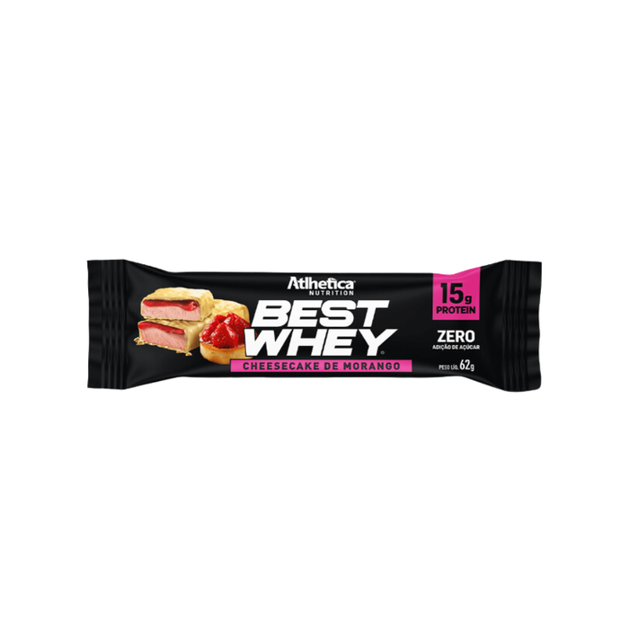 BEST WHEY BARRA DE PROTEÍNA CHEESECAKE MORANGO ATLHETICA 62G 