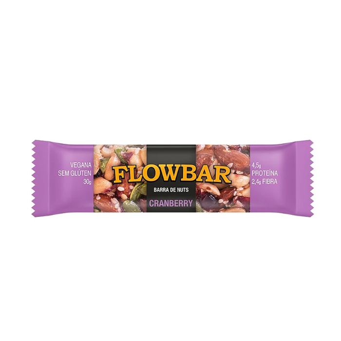 BARRA NUTS DARK CRANBERRY VEGANA FLOWBAR 30G