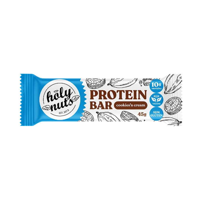 BARRA DE PROTEINA VEGANA  COOKIES & CREAM HOLY NUTS 45G