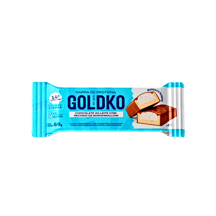 BARRA DE PROTEINA CHOCOLATE AO LEITE E MARSHMALLOW GOLDKO 50G