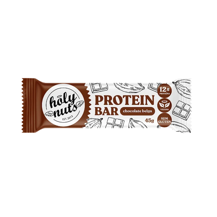 BARRA DE PROTEINA VEGANA  CHOCOLATE BELGA HOLY NUTS 45G