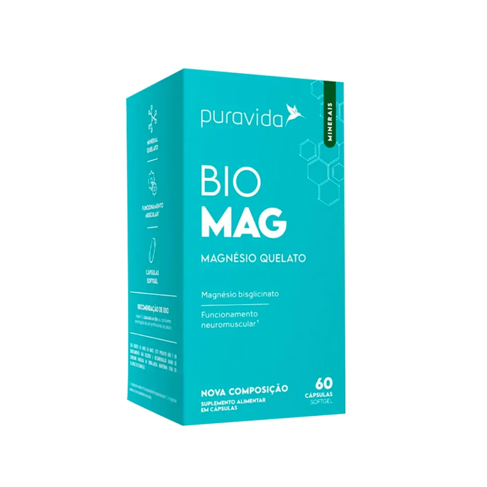 MAGNÉSIO QUELATO BIO MAG PURAVIDA 60 CAPSULAS