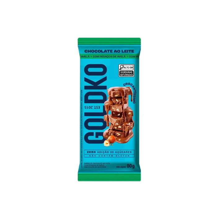 BARRA DE CHOCOLATE AO LEITE COM AVELA GOLDKO 80G 