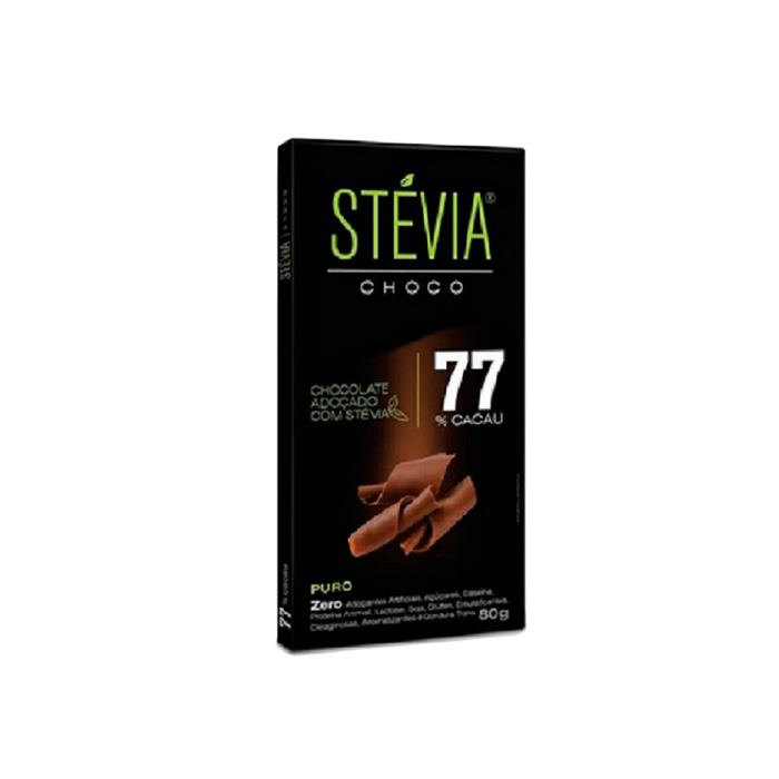 CHOCOLATE 77% CACAU VEGANO STÉVIA 80G