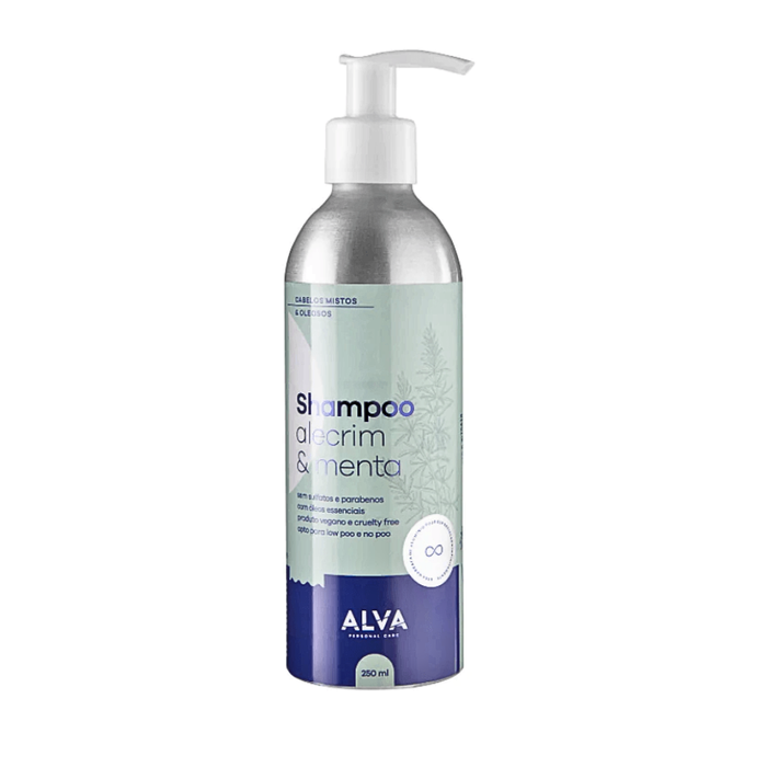 SHAMPOO VEGANO CABELOS MISTOS E OLEOSOS ALECRIM E MENTA ALVA 250ML