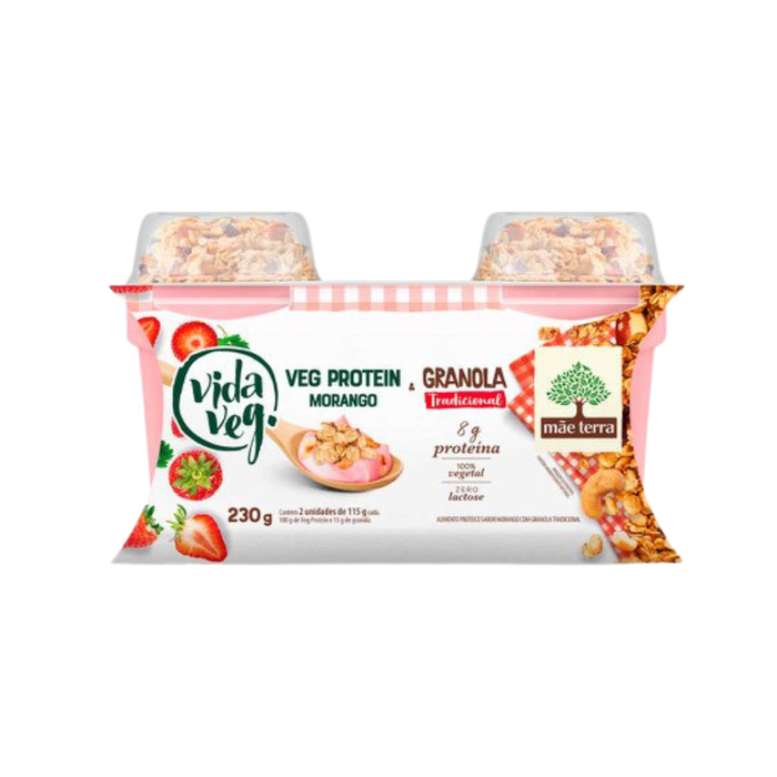 IOGURTE VEGPROTEIN MORANGO COM GRANOLA VIDA VEG 230G