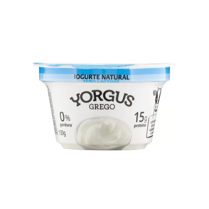 IOGURTE GREGO NATURAL 0% GORDURA E ZERO LACTOSE YORGUS 130G