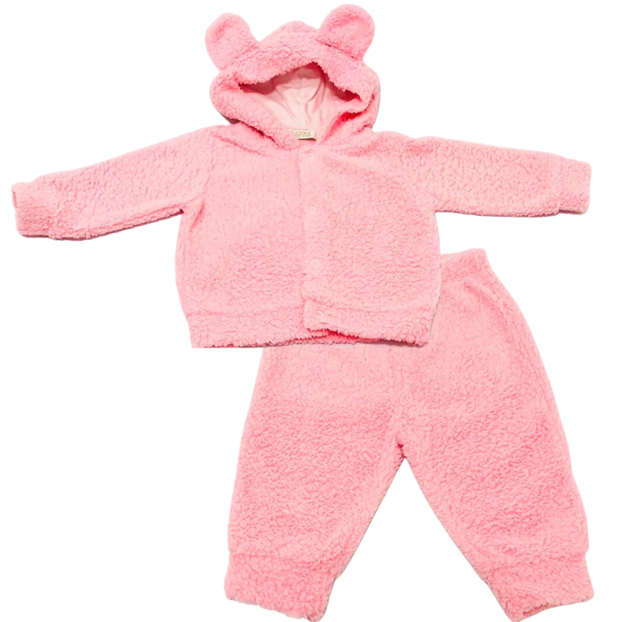 Conjunto Quentinho Bebê Menina C/ Capuz de Ursinho e Calça 