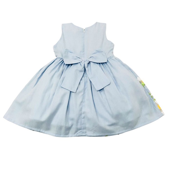 Vestido Infantil  Azul Estampa De Margaridas