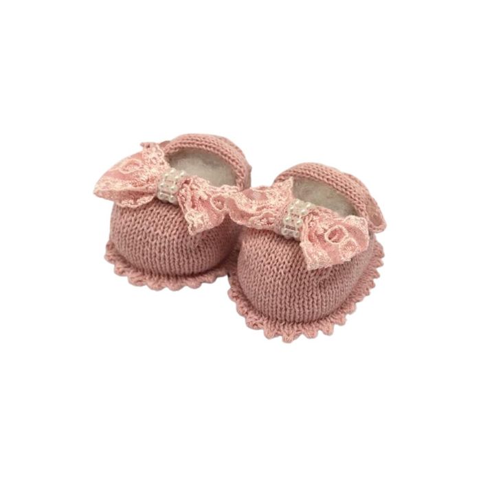 Sapatinho para Bebê Menina Laço E Pérolas