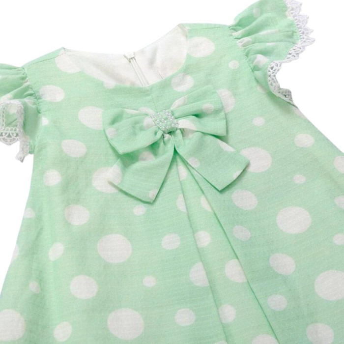 Vestido Bebê Menina Verde Poá