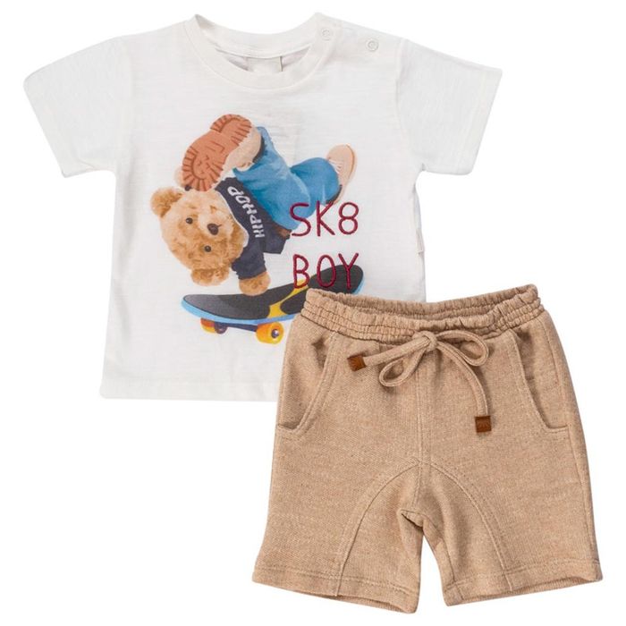Conjunto Curto Infantil Menino Urso No Skate