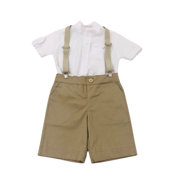 Conjunto Menino Bermuda Com Suspensório E Camisa 