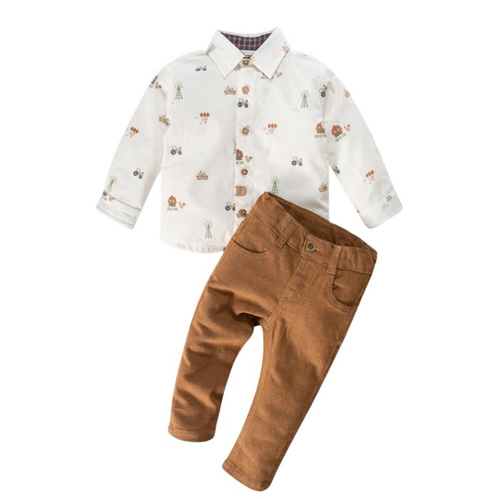 Conjunto Infantil Menino Camisa Manga Longa E Calça Sarja 