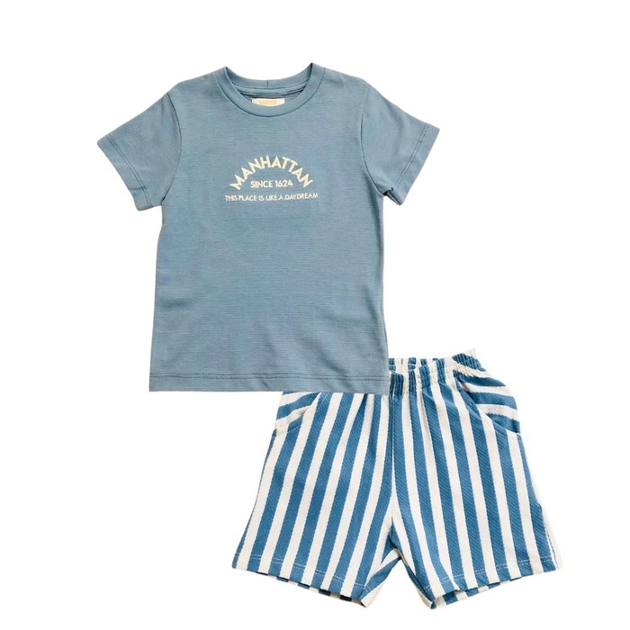 Conjunto Infantil Menino Camiseta e Bermuda Listrada