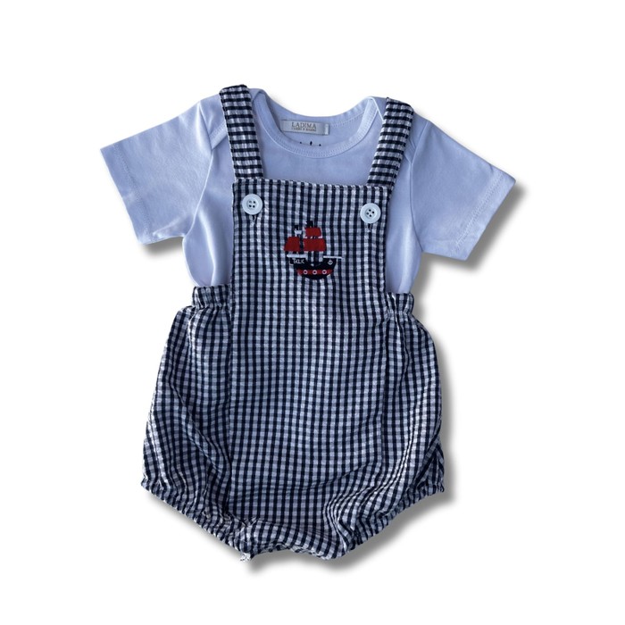 Conjunto Curto Body e Romper Bebê Menino