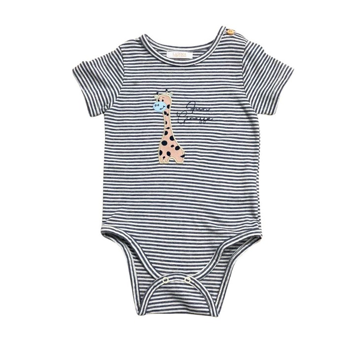 Conjunto Bebê Menino Bermuda e Body Listrado Girafinha