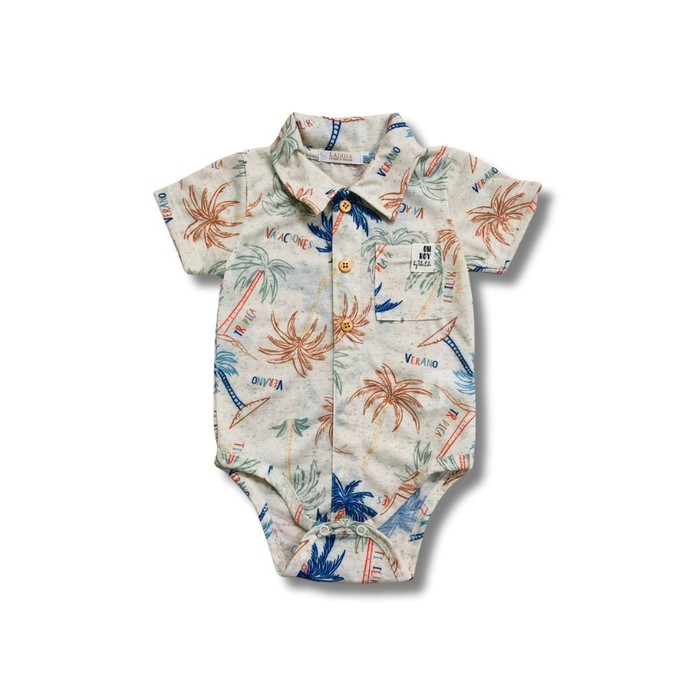 Conjunto  Bebê Menino Hawaí  Body Camisa e Bermuda