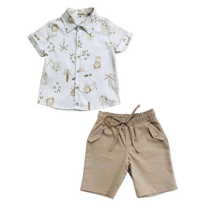 Conjunto Infantil Menino Camisa E Bermuda Safari