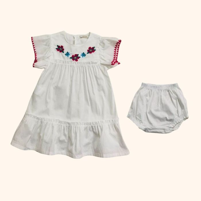 VESTIDO INFANTIL BRANCO BORDADO 