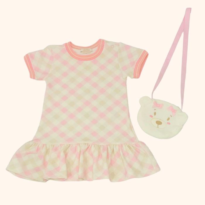 VESTIDO INFANTIL COM BOLSINHA DE URSO