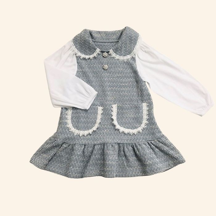 VESTIDO MANGA LONGA INFANTIL EM TWEED 
