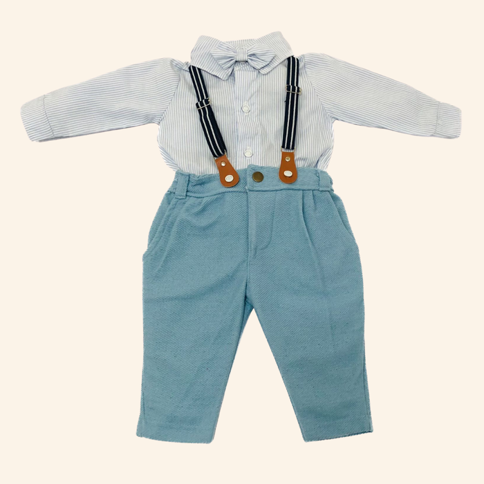 Conjunto Formal Bebês Camisa Social e Calça com Suspensório