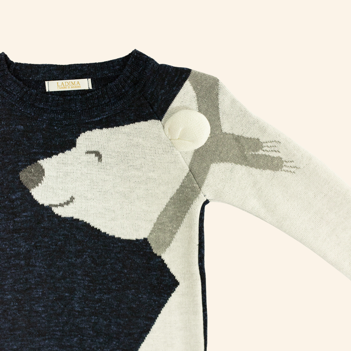 SUÉTER DE TRICÔ INFANTIL ESTAMPA URSO POLAR AZUL
