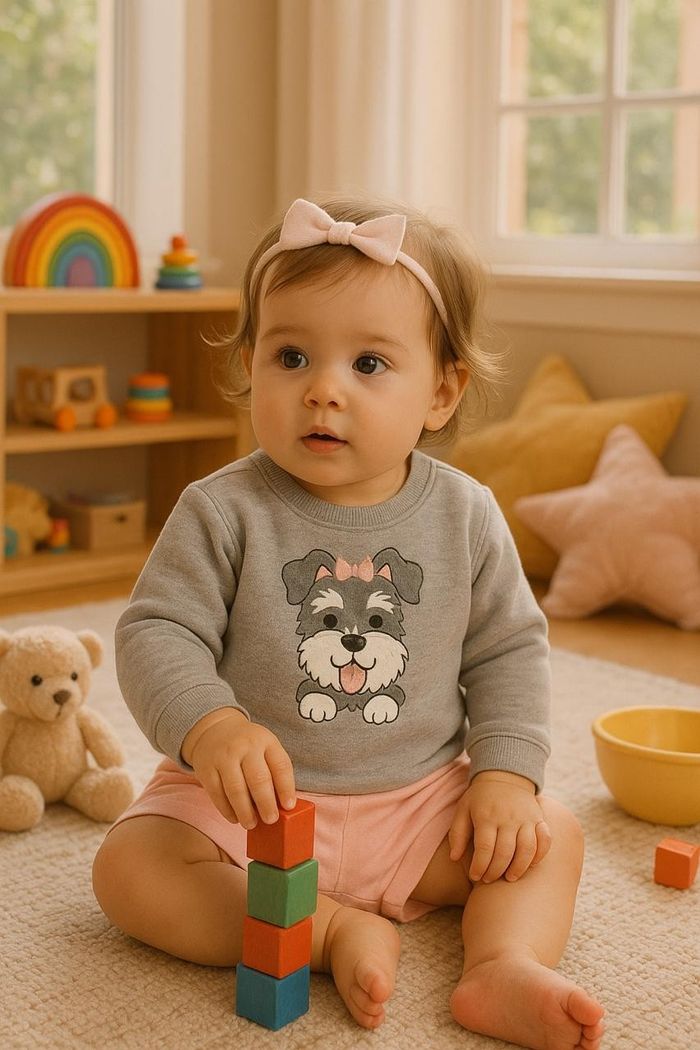 Conjunto Infantil Menina Com Blusa de Manga Longa E Shorts