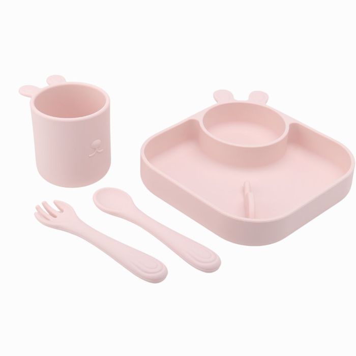 KIT ALIMENTACAO INFANTIL COM 4 PEÇAS DE SILICONE 