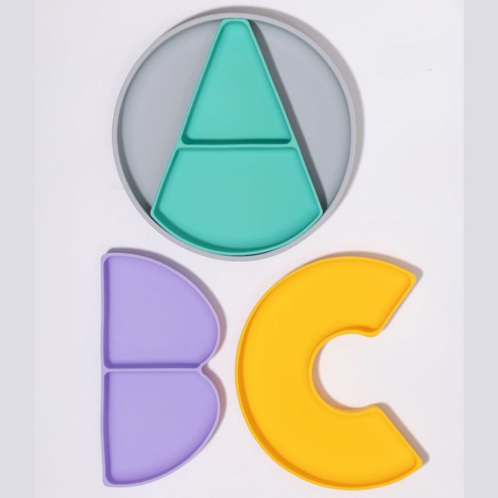 PRATO REFEICAO SILICONE INFANTIL COM DIVISORIAS REMOVIVEIS ABC 