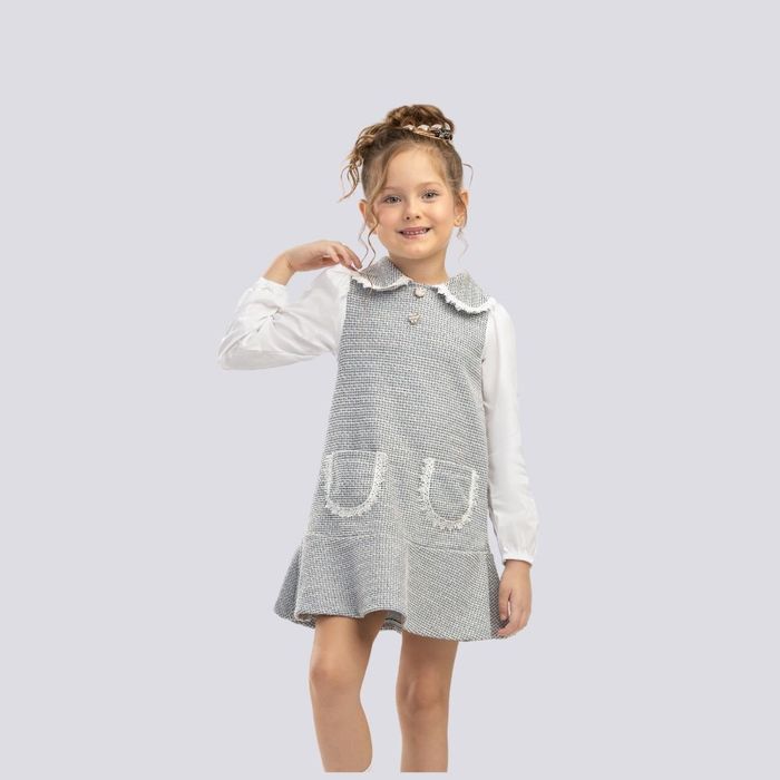 VESTIDO MANGA LONGA INFANTIL EM TWEED 