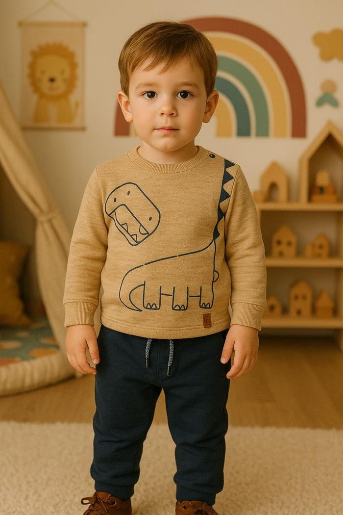 CONJUNTO INFANTIL MENINO CAMISETA MANGA LONGA E CALÇA EM MOLETOM
