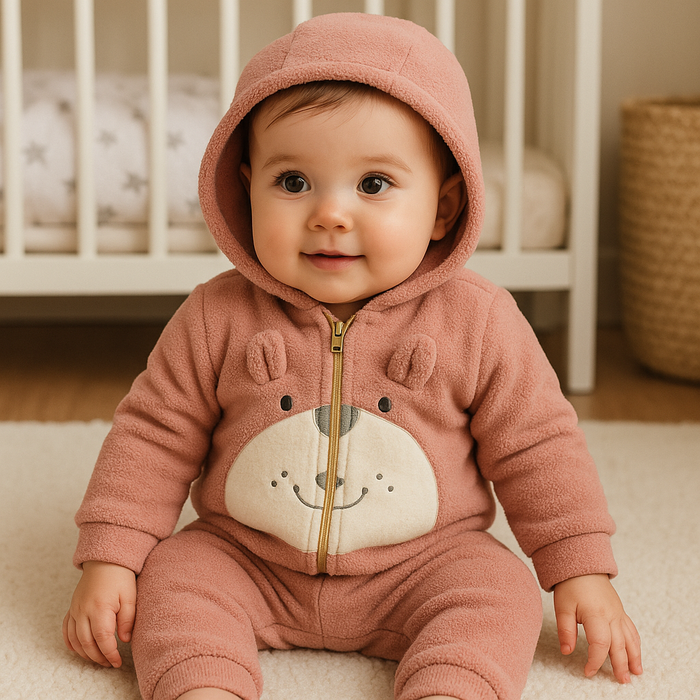 CONJUNTO BEBÊ MENINA COM ESTAMPA BORDADA URSINHA ROSÊ