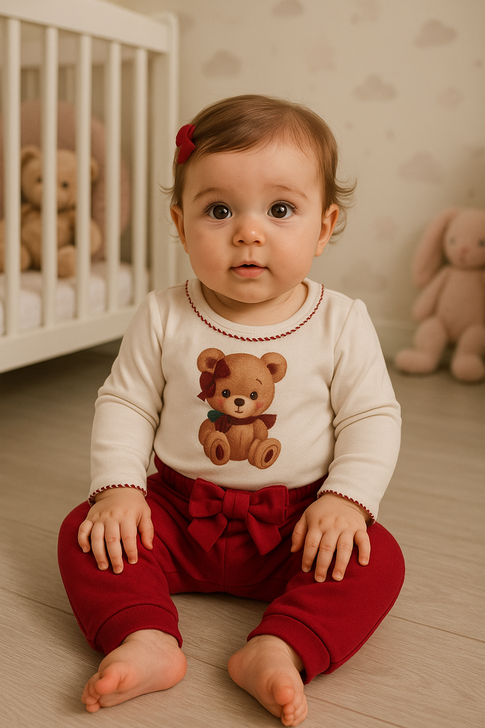 Conjunto Bebê Menina Body Manga Longa E Calça