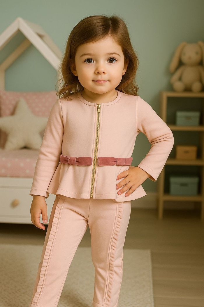Conjunto Infantil Menina Jaqueta Laços E Calça
